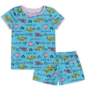 Girls FRIENDS The TV Series Top & Shorts 2-Piece Pajama Set Size 6 NWT